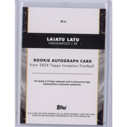 2024 Topps Inception Laiatu Latu #RALL Green Autograph /150 Rookie RC Football Card | Certified Authentic Signed Memorabilia | vintageantiquesgifts.com