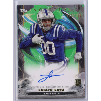 Topps Inception Laiatu Latu autographed football card with third party authentication
