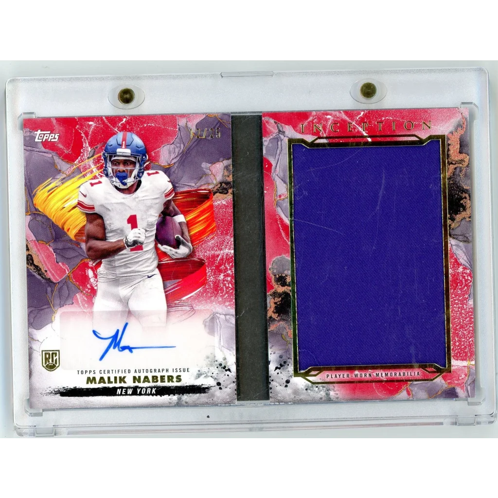 2024 Topps Inception Malik Nabers #ARBCMN Auto Book Relic Red /25 Rookie RC Football Card | Hall of Fame Sports Memorabilia | vintageantiquesgifts.com