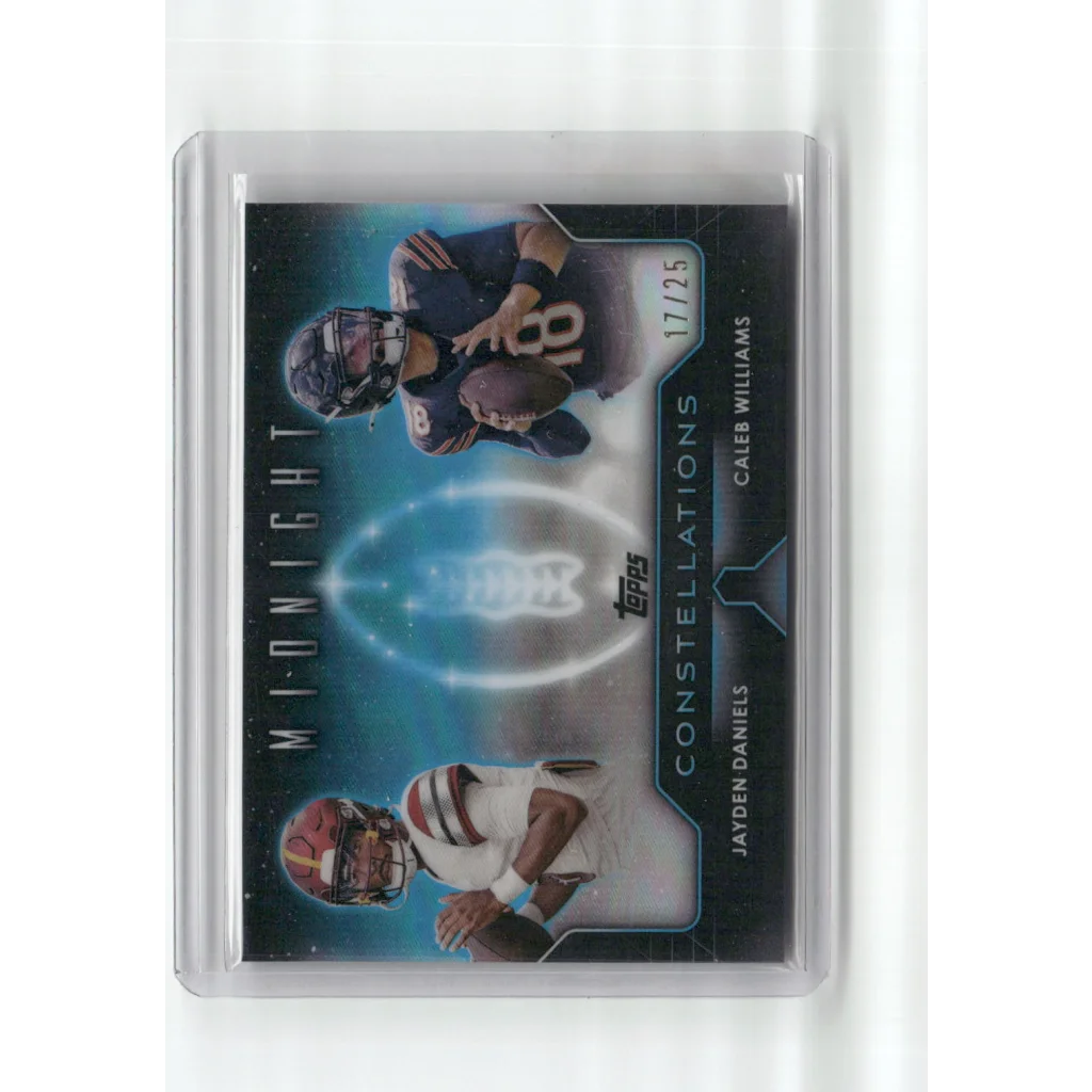 Football trading card of Caleb Williams and Jayden Daniels with third party authentication