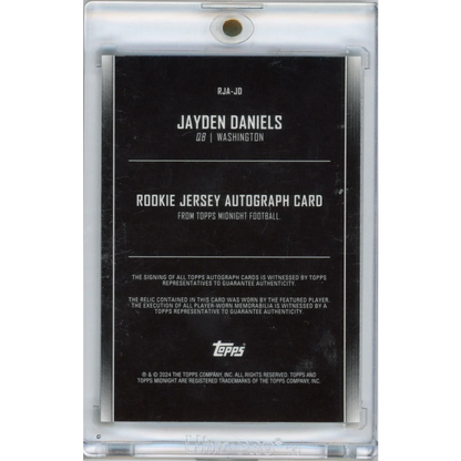 2024 Topps Midnight Jayden Daniels #RJAJD Rookie Jersey Auto Washington Commanders Rookie RC Football Card | Certified Authentic Signed Memorabilia | vintageantiquesgifts.com