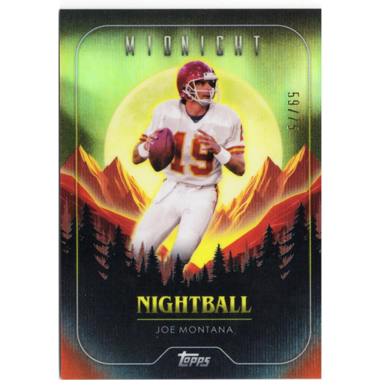 2024 Topps Midnight Joe Montana #NB20 Nightball Dusk /75 Football Card