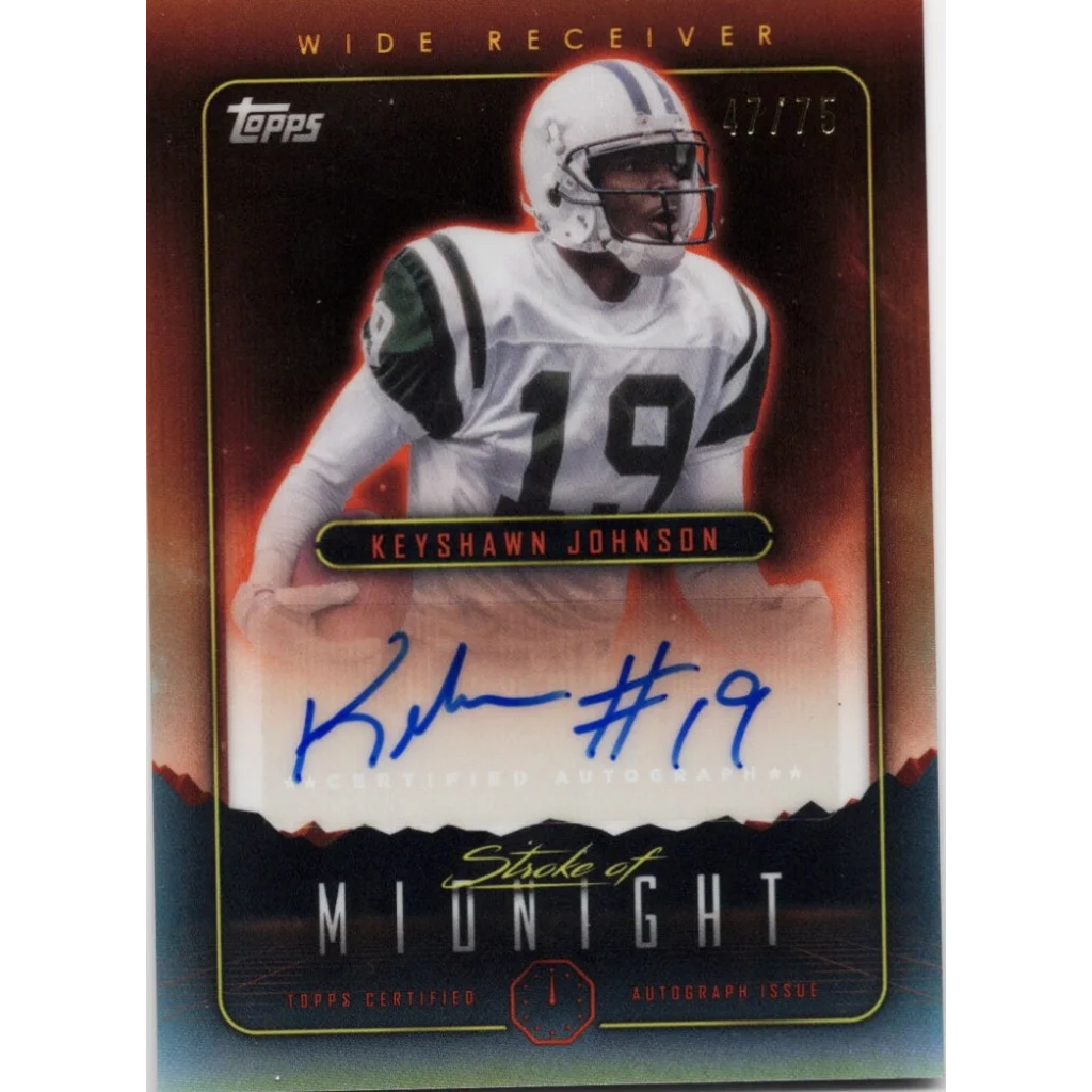 2024 Topps Midnight Keyshawn Johnson #SMAJK Stroke of Midnight Dusk Auto /75 New York Jets Football Card | Hall of Fame Sports Memorabilia | vintageantiquesgifts.com