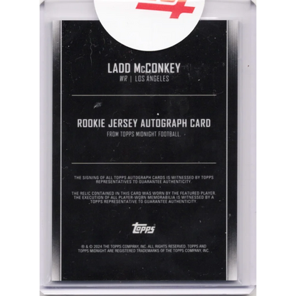 2024 Topps Midnight Ladd McConkey Rookie Jersey Auto /75 Chargers RC card in sleeve