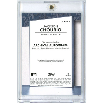2024 Topps Museum Collection Jackson Chourio #AA-JCH /299 Archival Autograph Rookie RC Baseball Card