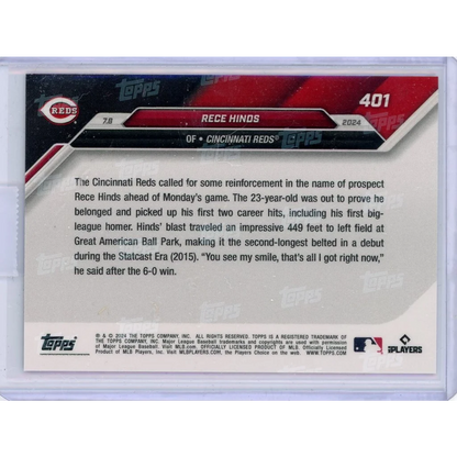 Authentic Rece Hinds Baseball Card with Third Party Authentication for collectors