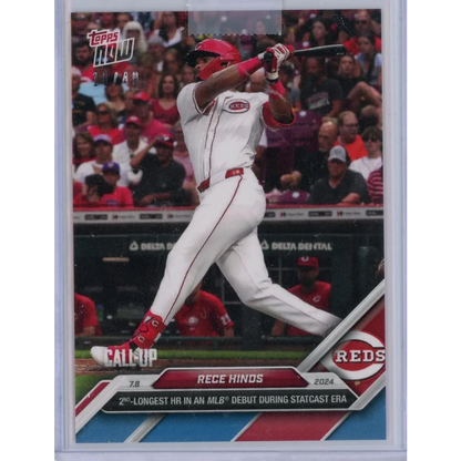 Authentic Rece Hinds Baseball Card with third party authentication showing player swinging bat