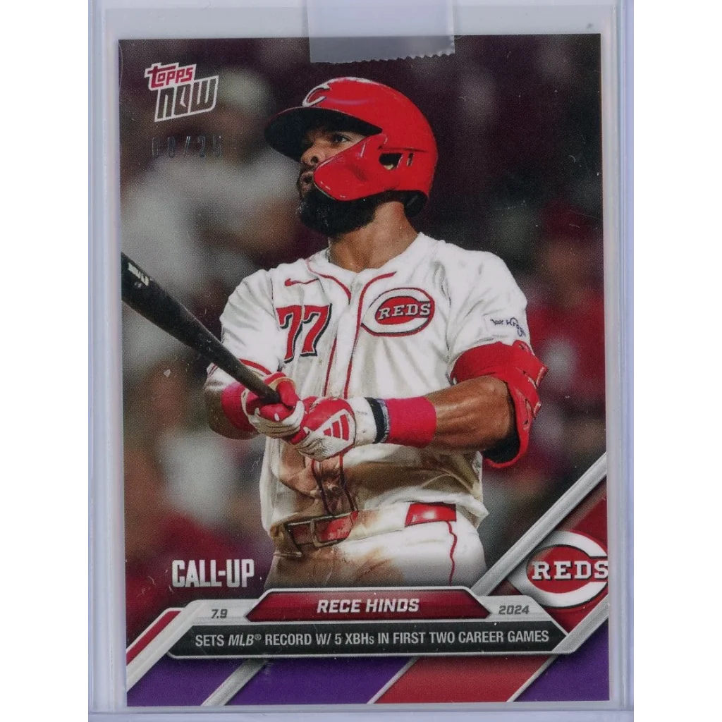 2024 Topps Now Rece Hinds #405 Purple #/25 Rookie RC Baseball Card | Hall of Fame Sports Memorabilia | vintageantiquesgifts.com