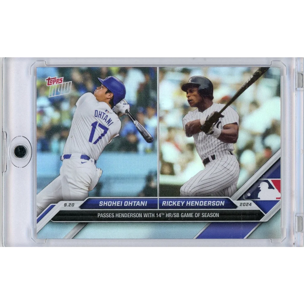 2024 Topps Now Shohei Ohtani #731SP Passes Henderson With 14th HR/SB Game Baseball Card | Hall of Fame Sports Memorabilia | vintageantiquesgifts.com