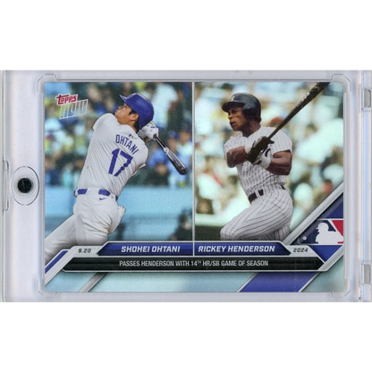 2024 Topps Now Shohei Ohtani #731SP Passes Henderson With 14th HR/SB Game Baseball Card | Hall of Fame Sports Memorabilia | vintageantiquesgifts.com