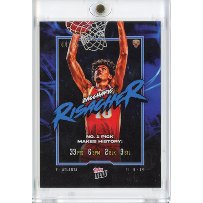 2024 Topps Now Zaccharie Risacher #5 Blue #/75 Rookie RC Basketball Card | Hall of Fame Sports Memorabilia | vintageantiquesgifts.com