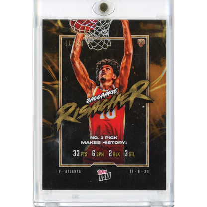 Basketball trading card in protective case for Zachharie Risacher Topps Now product