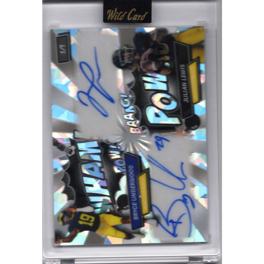 2024 Wild Card Comix Bryce Underwood/Julian Lewis #AACBUJL Cracked Ice Dual Auto 1/1 Rookie RC Football Card