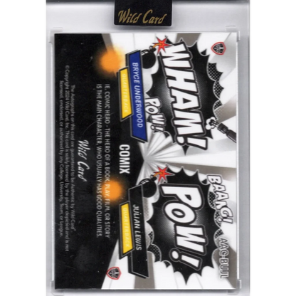 Black and white comic-style Wild Card Comix dual auto 1/1 rookie football card of Bryce Underwood and Julian Lewis