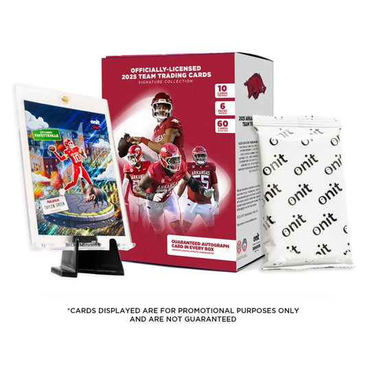 2025 Arkansas Football Platinum Box Trading Cards Set with red white design