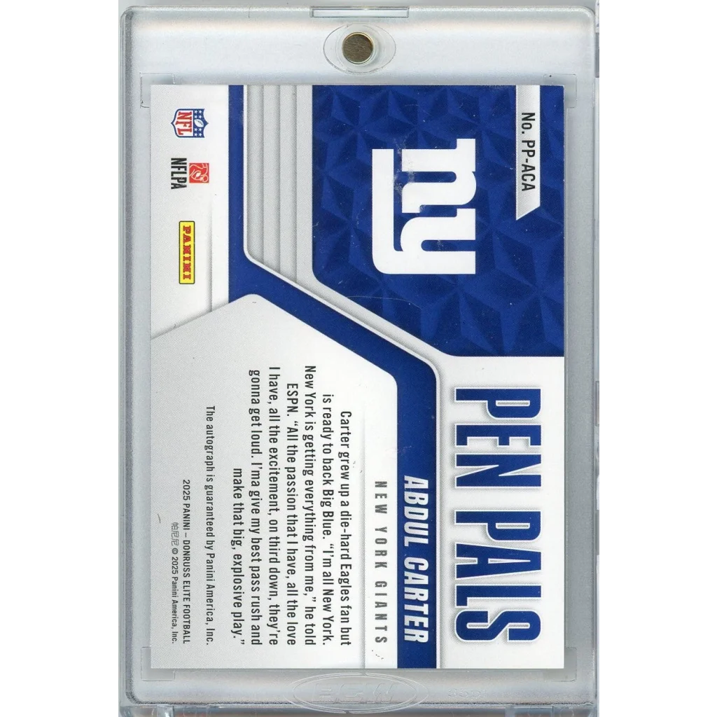2025 Donruss Elite Pen Pals Abdul Carter #PPACA Auto Rookie RC Football Card