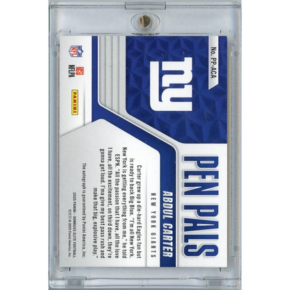 2025 Donruss Elite Pen Pals Black Abdul Carter #PPACA Gold Ink Auto Rookie RC Football Card | Certified Authentic Signed Memorabilia | vintageantiquesgifts.com