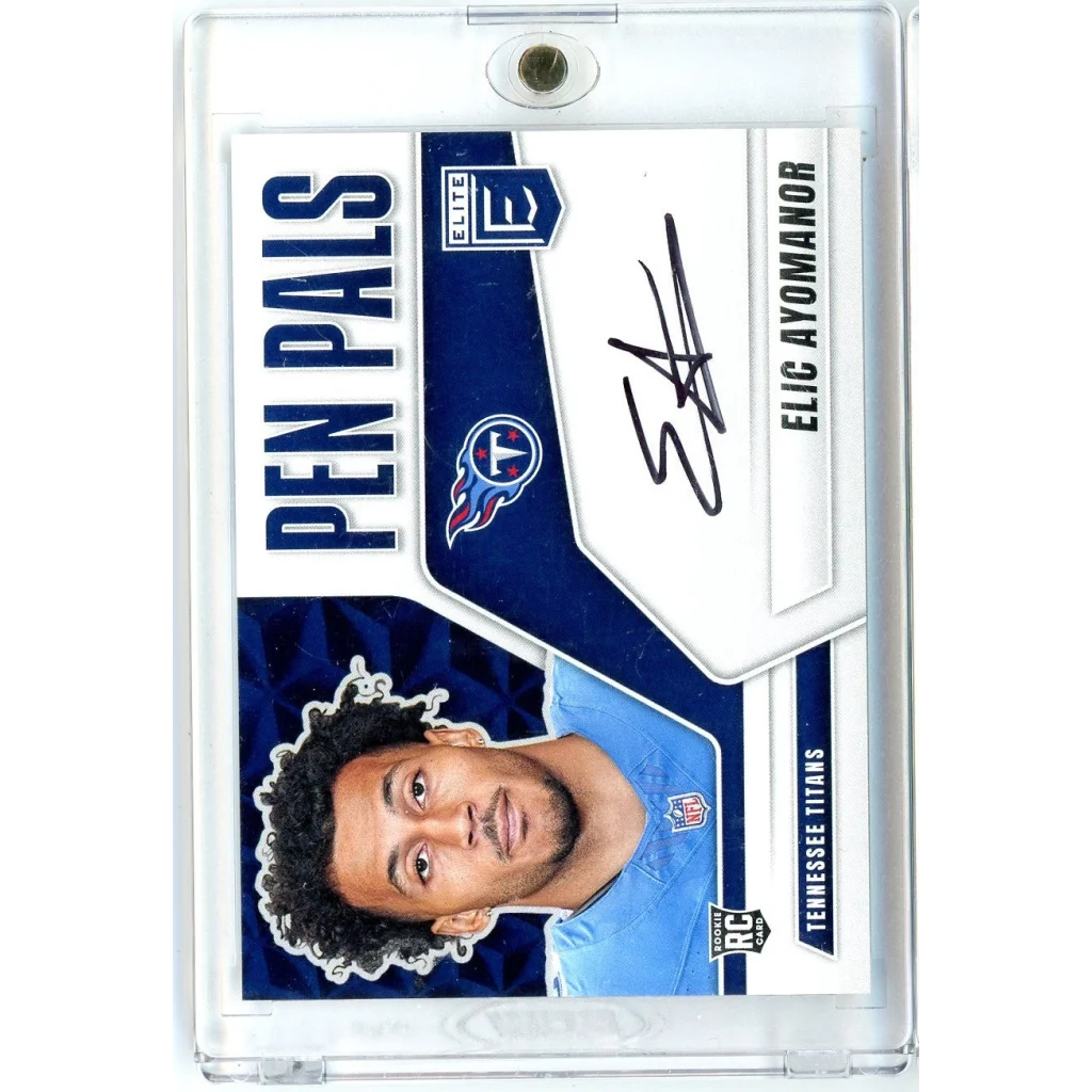 2025 Donruss Elite Pen Pals Elic Ayomanor #PPEYO Auto Rookie RC Football Card | Hall of Fame Sports Memorabilia | vintageantiquesgifts.com