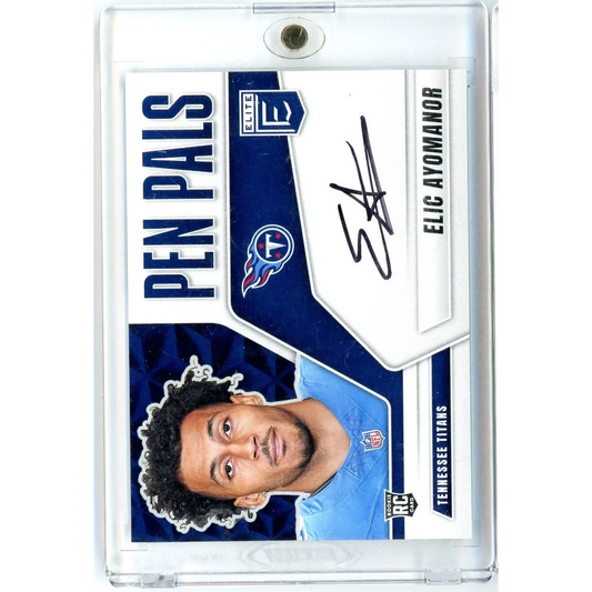 2025 Donruss Elite Pen Pals Elic Ayomanor #PPEYO Auto Rookie RC Football Card | Hall of Fame Sports Memorabilia | vintageantiquesgifts.com