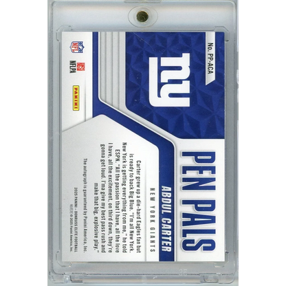 2025 Donruss Elite Pen Pals Purple Abdul Carter #PPACA Auto Rookie RC Football Card