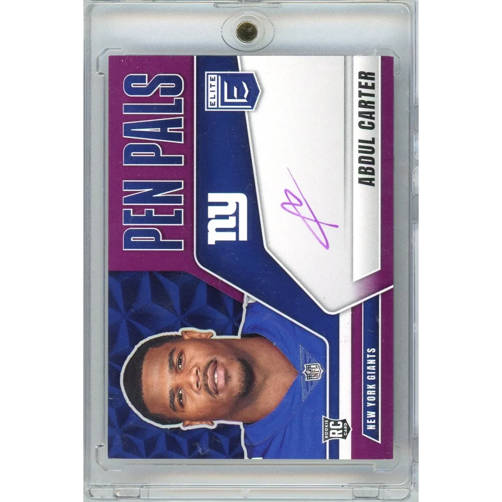 2025 Donruss Elite Pen Pals Purple Abdul Carter #PPACA Auto Rookie RC Football Card
