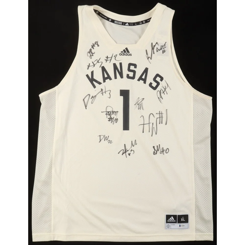 Autographed Kansas Jayhawks team-signed jersey featuring Dajuan Harris for 2025 season