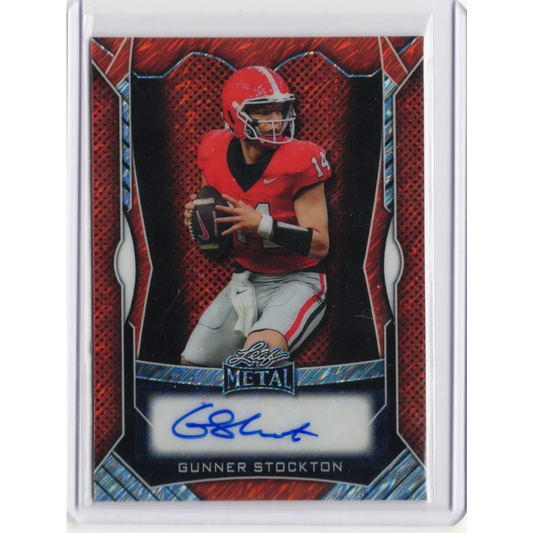 2025 Leaf Metal Gunner Stockton #MAGS1 Red Shimmer Auto /40 Georgia Bulldogs Rookie RC Football Card | Hall of Fame Sports Memorabilia | vintageantiquesgifts.com