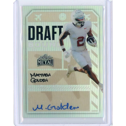 2025 Leaf Metal Matthew Golden silver draft rookie RC football card /69 signed