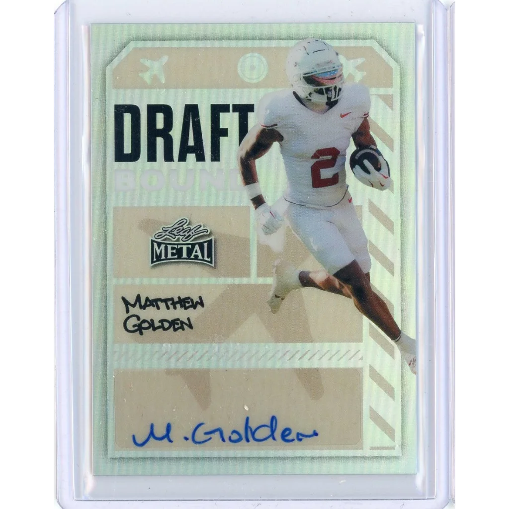 Matthew Golden autographed football card from Leaf Metal Draft 7/69 product