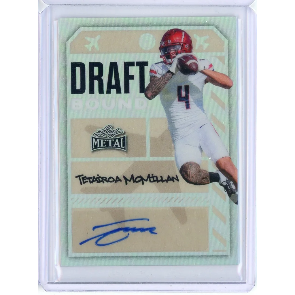 2025 Leaf Metal Tetairoa McMillan silver /63 rookie RC signed football card