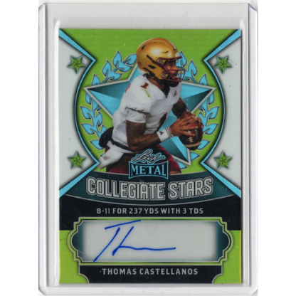 2025 Leaf Metal Thomas Castellanos #CSTC1 Collegiate Stars Auto /16 Florida State Seminoles Rookie RC Football Card | Hall of Fame Sports Memorabilia | vintageantiquesgifts.com
