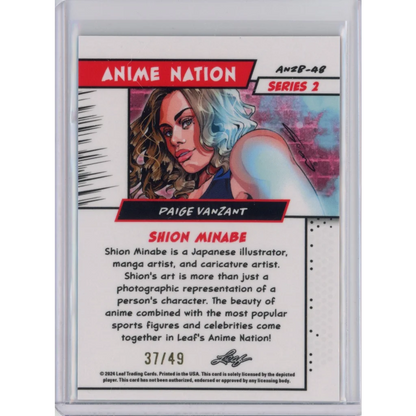 Anime-style female trading card numbered 37 out of 49 from Paige VanZant collection