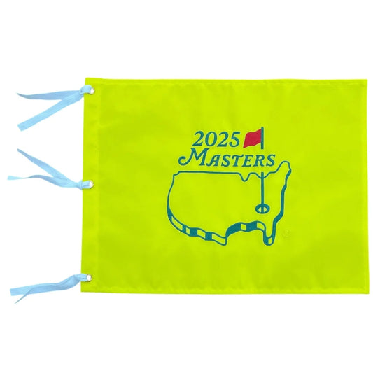 2025 Masters pin flag with teal US outline and tournament week ribbons