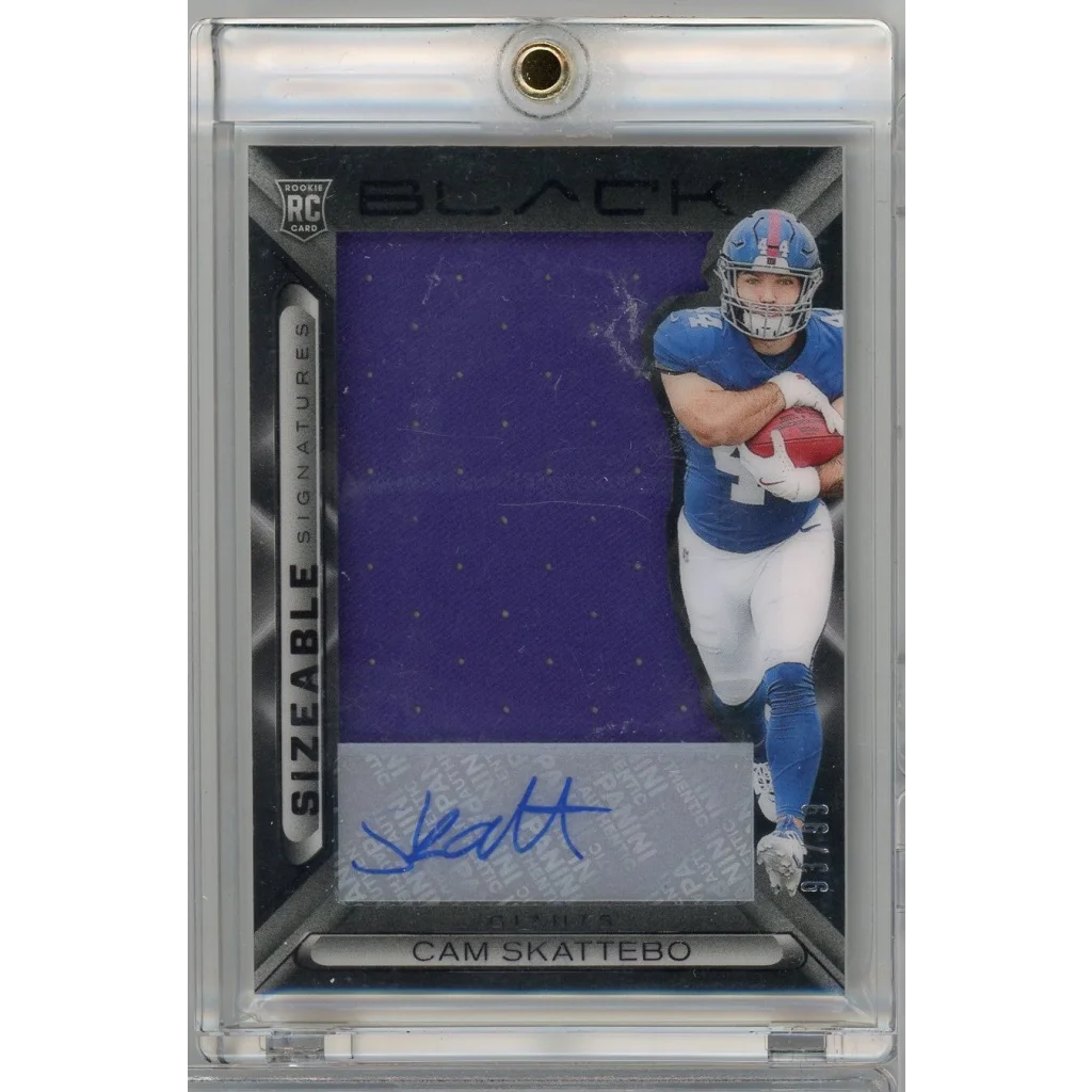 2025 Panini Black Cam Skattebo Sizable Signatures Relic Auto RC /99 card