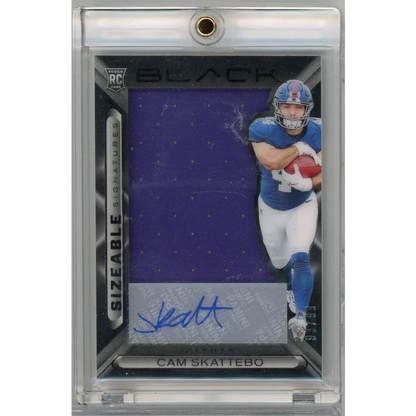 2025 Panini Black Cam Skattebo Sizable Signatures Relic Auto RC /99 card