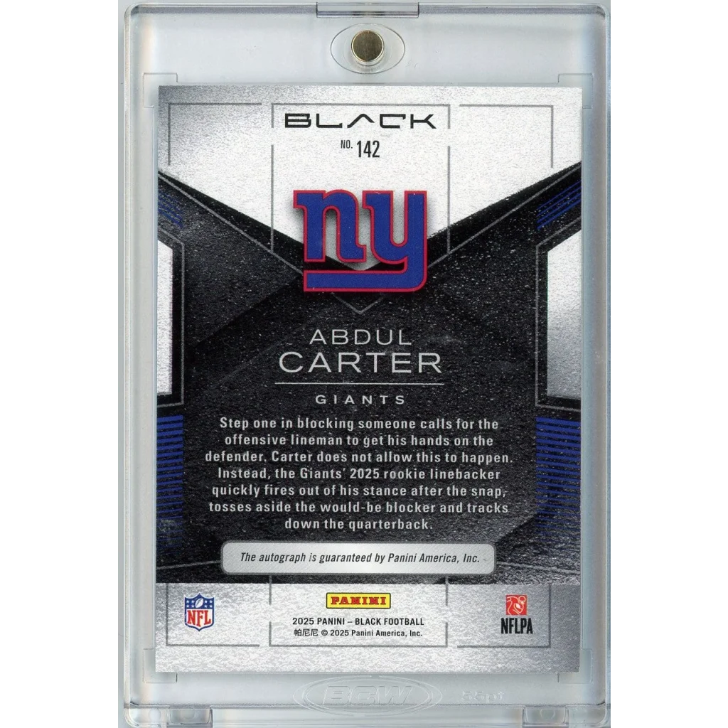 2025 Panini Black FOTL Abdul Carter #142 /25 Citrine Auto Rookie RC Football Card