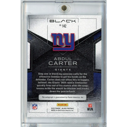 2025 Panini Black FOTL Abdul Carter #142 /25 Citrine Auto Rookie RC Football Card