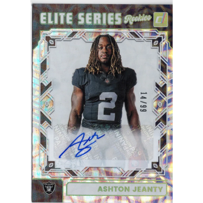 2025 Panini Donruss Ashton Jeanty #ESRAJY Elite Series Rookies Auto /99 Las Vegas Raiders Rookie RC Football Card