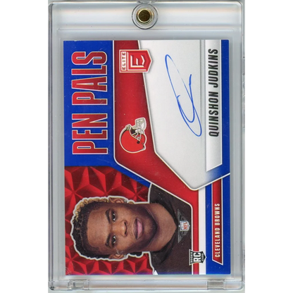 2025 Panini Donruss Elite Pen Pals Blue Quinshon Judkins #PPQJU Auto Cleveland Browns Rookie RC Football Card