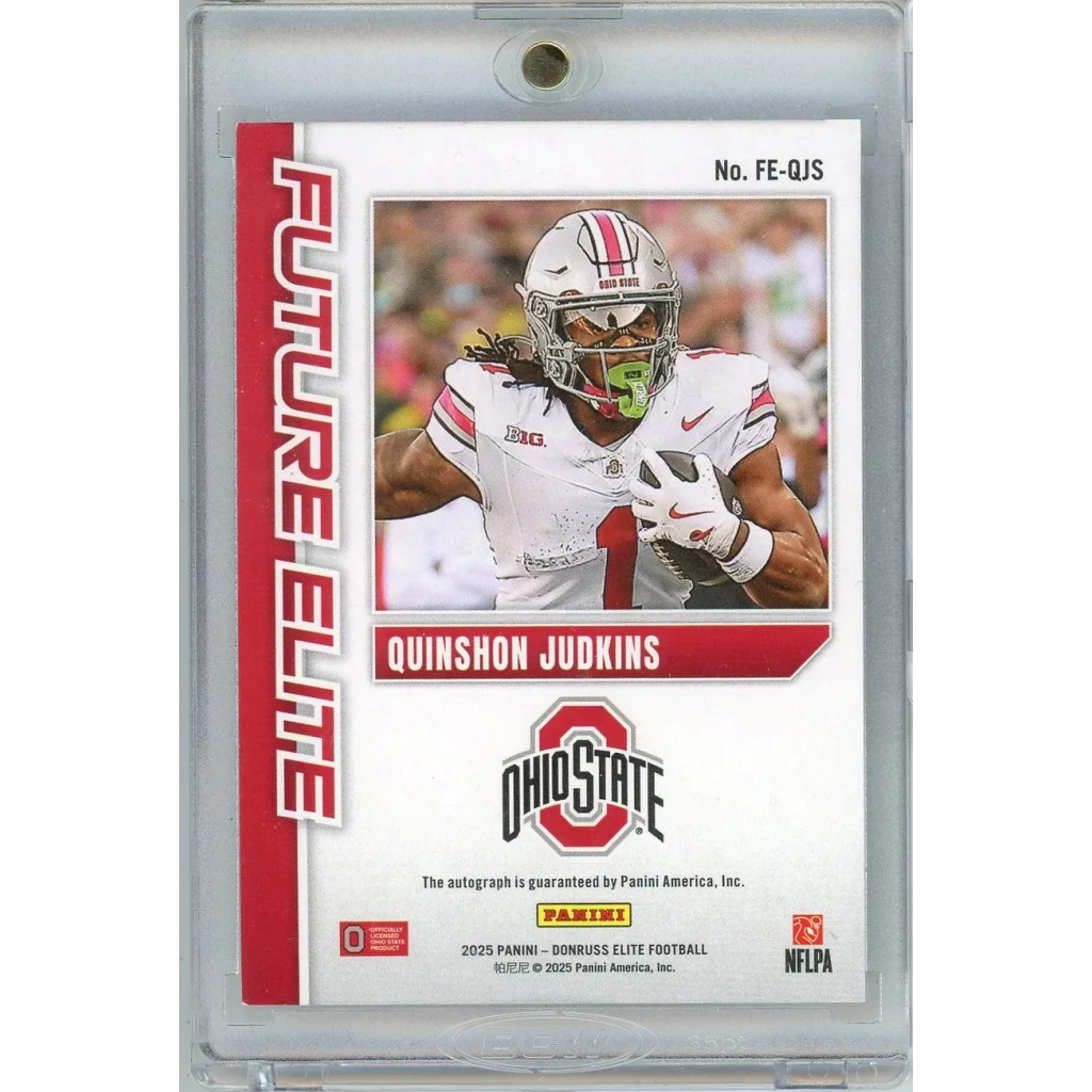 2025 Panini Donruss Elite Quinshon Judkins #FE-QJS Future Elite NIL Rookie Auto /149 Rookie RC Football Card