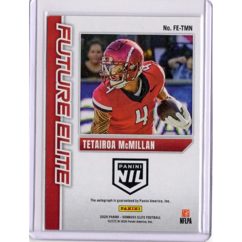 2025 Panini Donruss Elite Tetairoa McMillan #FETMN Future Elite Auto /149 Rookie RC Football Card | Certified Authentic Signed Memorabilia | vintageantiquesgifts.com