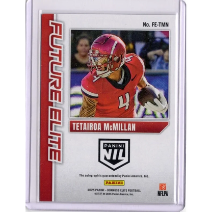 2025 Panini Donruss Elite Tetairoa McMillan #FETMN Future Elite Auto /149 Rookie RC Football Card | Certified Authentic Signed Memorabilia | vintageantiquesgifts.com