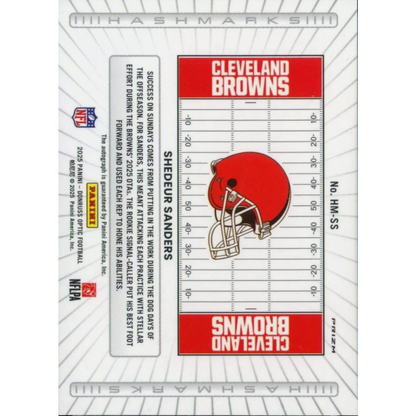 2025 Panini Donruss Optic Shedeur Sanders HM-SS Hashmarks Prizm Auto Rookie RC Football Card | Autograph Rookie RC Football Card | vintageantiquesgifts.com