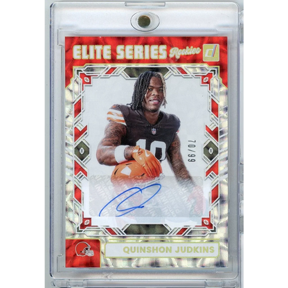 2025 Panini Donruss Quinshon Judkins #ESR-QJS Elite Series Rookies Auto /99 Cleveland Browns Rookie RC Football Card | Hall of Fame Sports Memorabilia | vintageantiquesgifts.com