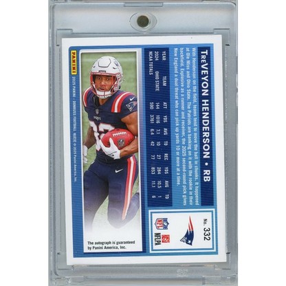 2025 Panini Donruss TreVeyon Henderson #332 /199 Auto New England Patriots Rookie RC Football Card