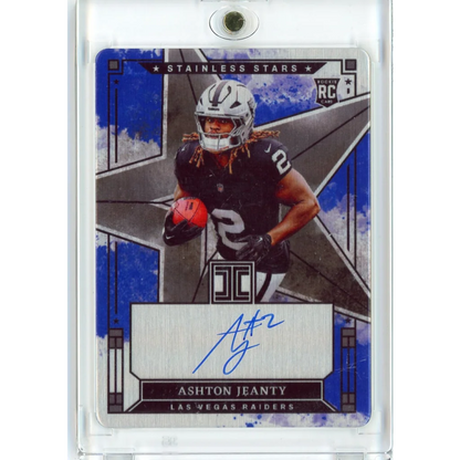 2025 Panini Impeccable Ashton Jeanty #SSAJY Stainless Stars Rookie Auto /49 Las Vegas Raiders Rookie RC Football Card | Hall of Fame Sports Memorabilia | vintageantiquesgifts.com
