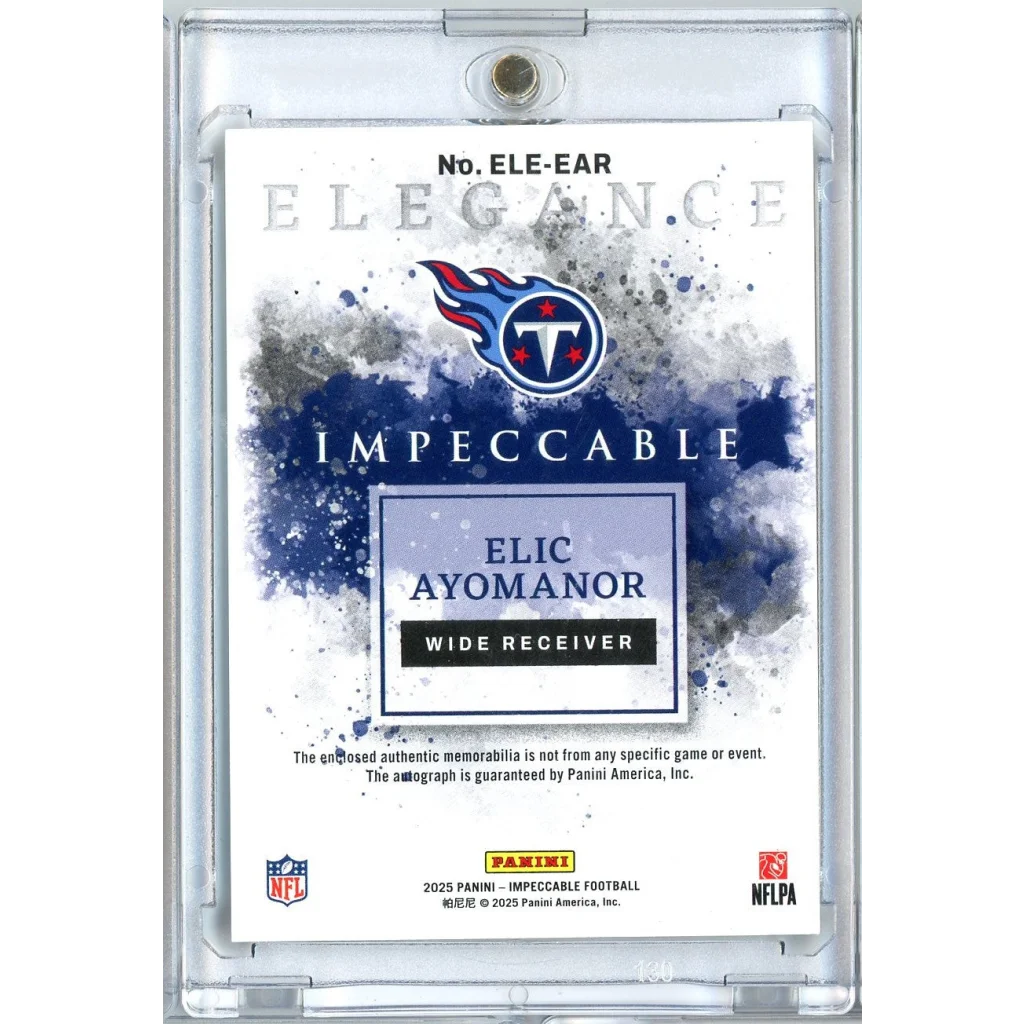 2025 Panini Impeccable Elic Ayomanor #ELE-EAR /60 Relic Auto Rookie RC Football Card | Certified Authentic Signed Memorabilia | vintageantiquesgifts.com