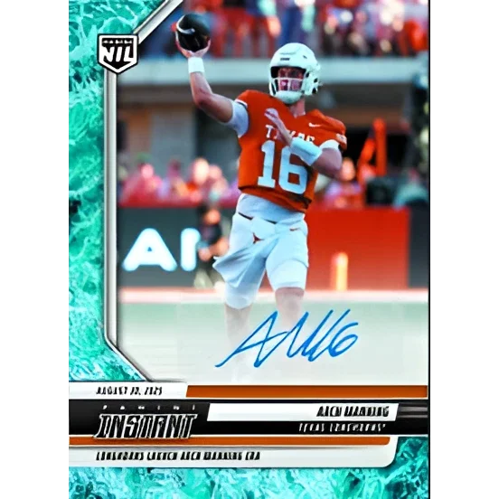 2025 Panini Instant Arch Manning #AMA Water Auto /10 Texas Longhorns Rookie RC Football Card | Hall of Fame Sports Memorabilia | vintageantiquesgifts.com