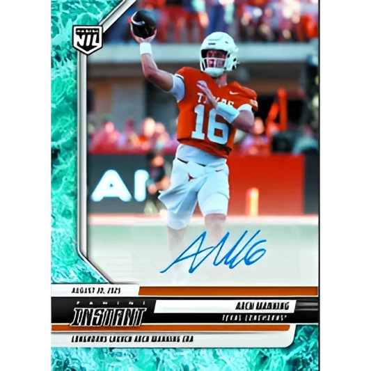 2025 Panini Instant Arch Manning #AMA Water Auto /10 Texas Longhorns Rookie RC Football Card | Hall of Fame Sports Memorabilia | vintageantiquesgifts.com