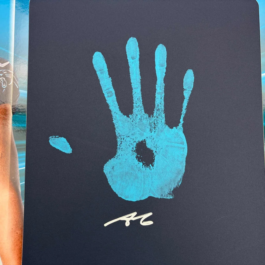 2025 Panini Instant Impressions Tetairoa McMillan #II-13 Hand Print Auto /10 Carolina Panthers Rookie RC Oversized Football Card | Certified Authentic Signed Memorabilia | vintageantiquesgifts.com